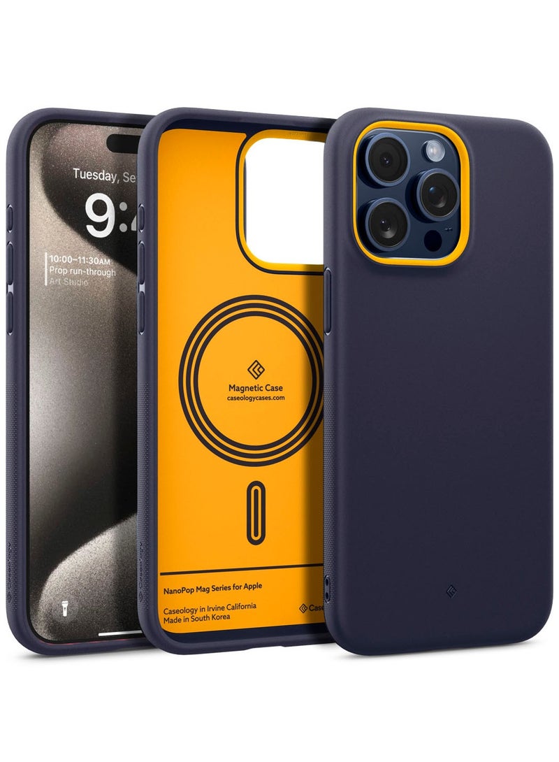 Caseology Nano Pop Mag iPhone 15 Pro MAX MagSafe Case Cover Mil Grade - Blueberry Navy - Image 1