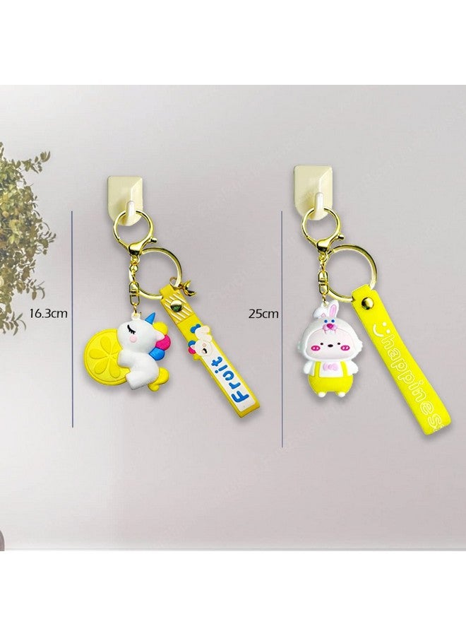 FunBlast Kawaii Keychain - Rabbit and Unicorn Key Chain, 3D Fancy Rubber Key Ring, Keyrings for Home, Office, Car, Best Gift Keychains, Charm Key- Chain for Bag/Door (Yellow) - Image 2