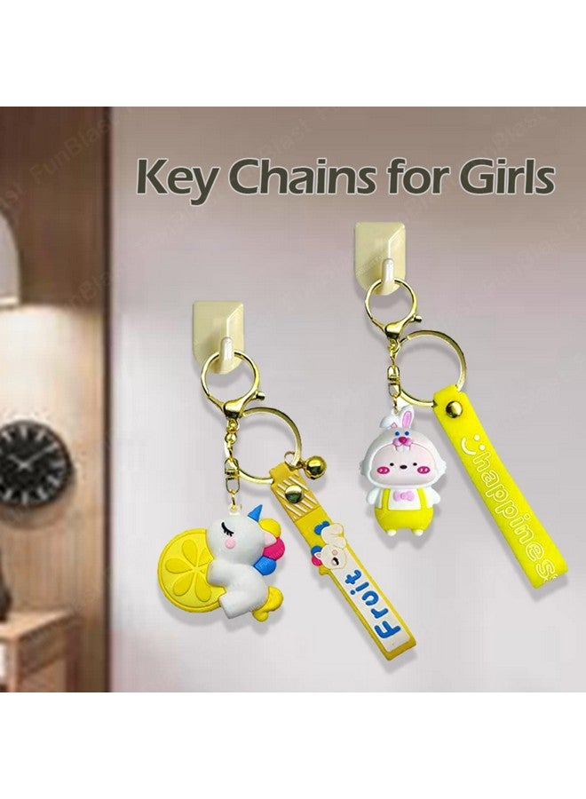 FunBlast Kawaii Keychain - Rabbit and Unicorn Key Chain, 3D Fancy Rubber Key Ring, Keyrings for Home, Office, Car, Best Gift Keychains, Charm Key- Chain for Bag/Door (Yellow) - Image 4