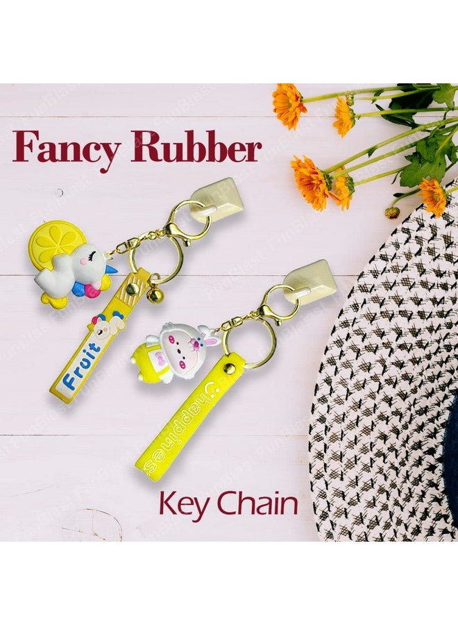 FunBlast Kawaii Keychain - Rabbit and Unicorn Key Chain, 3D Fancy Rubber Key Ring, Keyrings for Home, Office, Car, Best Gift Keychains, Charm Key- Chain for Bag/Door (Yellow) - Image 5