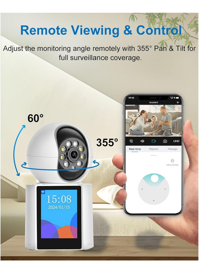 FARROBIZZ 2K Two-Way Video Calling Indoor Camera with 2.8-Inch IPS Screen, Baby/Elder/Dog/Pet Camera with Phone App, Smart Voice & One-Button Call, Human/Sound/Crying Detection, Color/IR Night Vision  - Image 4