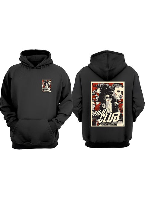 Unisex Fight Club Poster Design Front Back Printed Regular Size Black Sweatshirt
