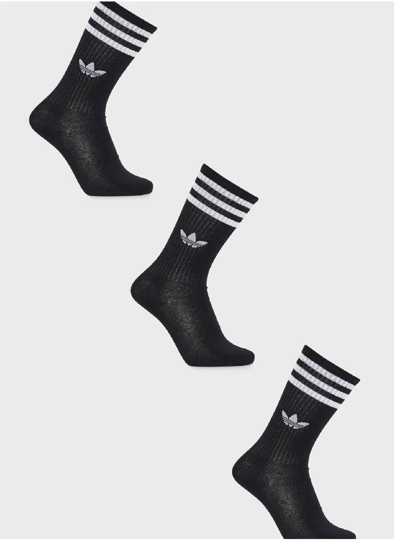 adidas Originals 3 Pairs Solid Crew Socks