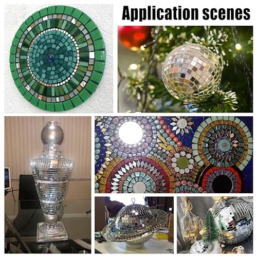 INDIKONB Craft Mirrors Set with Storage Box | Glass Pieces for Lippan Art, Crafts, and Jewelry Making - Combo Set of 12 Shapes, 4-11mm (Silver 2) - Image 4