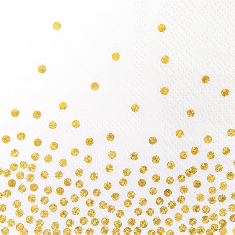 Juvale 100 Pack Disposable White and Gold Paper Cocktail Napkins for Wedding Reception  Polka Dot Party Supplies (5 x 5 In) - Image 4