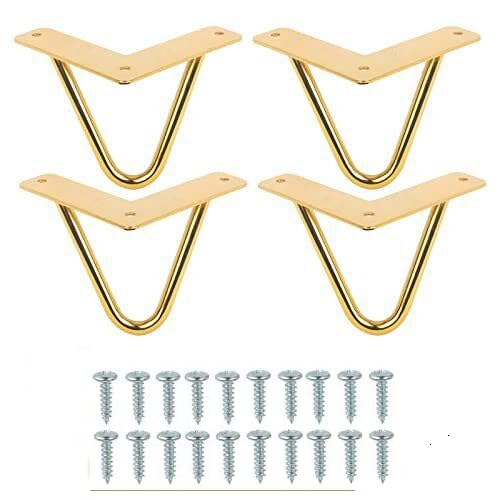Redwud Metal Table Legs/Table Leg/Metal Legs with Golden Finish (Pack of 4Pcs) (Golden) 8inch - Image 1