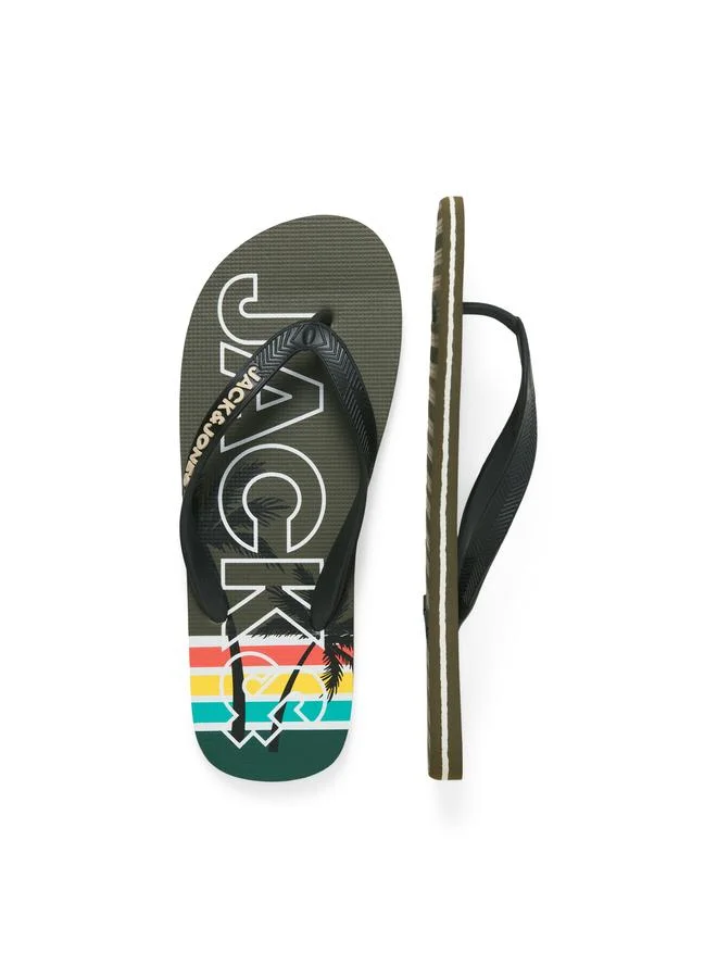 JACK & JONES Palm Print Flip Flops