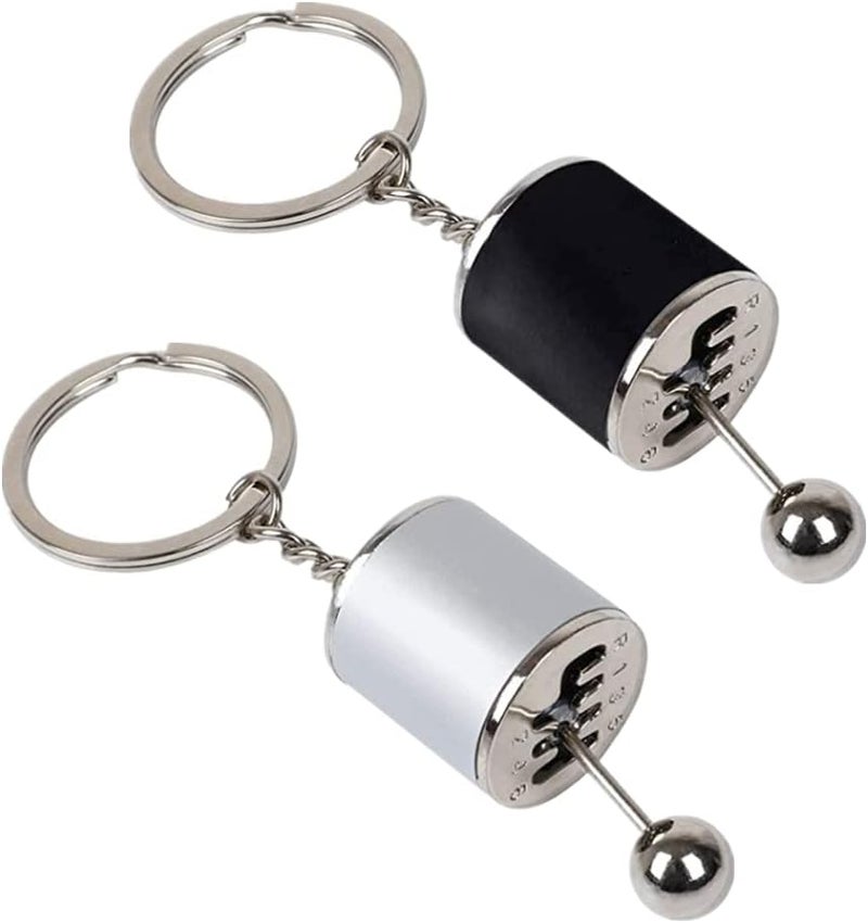 N/P NP 2 PCS Car Shifter Keyring - Creative Auto Gear Shifter Model Keychain for Car Decor, Black and White - Image 1