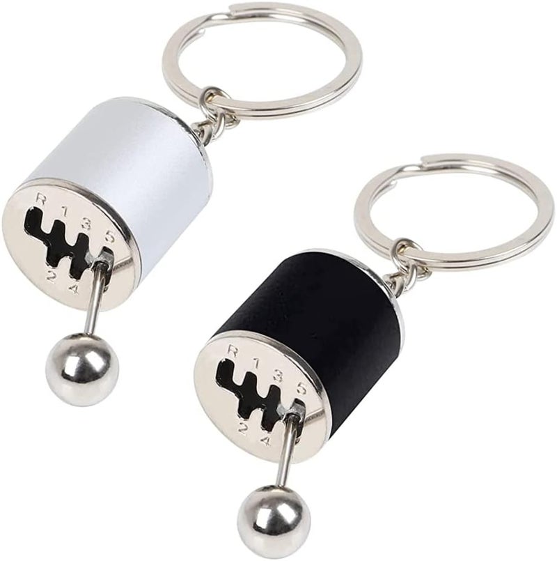 N/P NP 2 PCS Car Shifter Keyring - Creative Auto Gear Shifter Model Keychain for Car Decor, Black and White - Image 3
