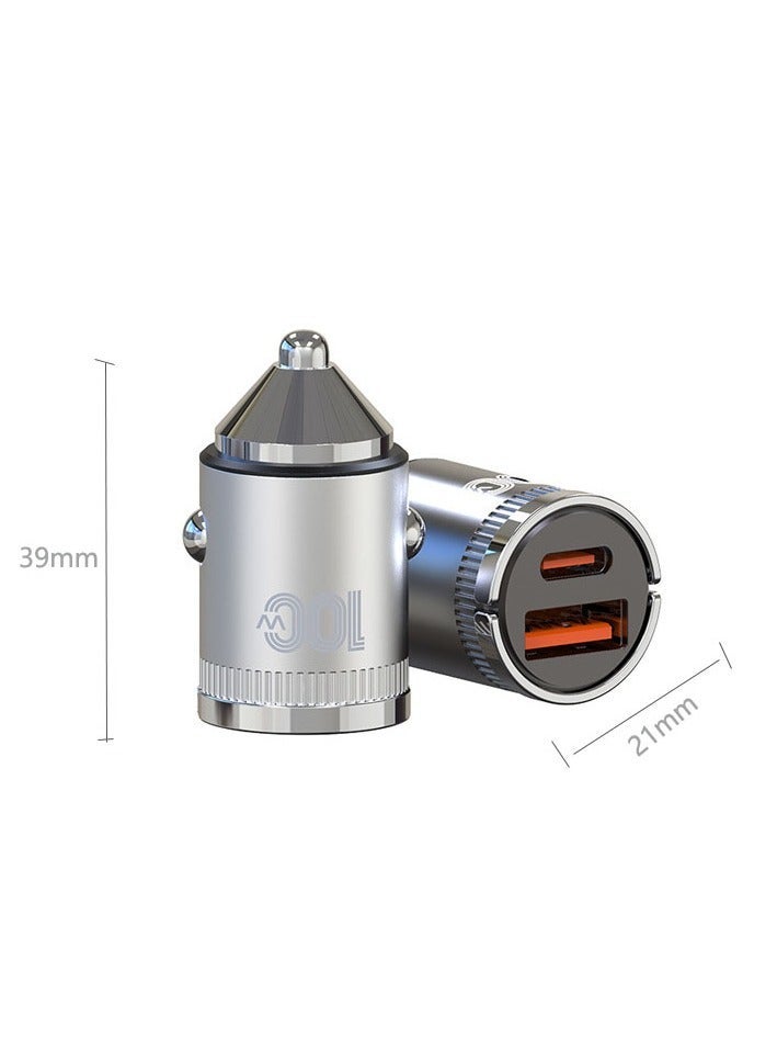 100W Metal Invisible Mini Car Charging - QC3.0 + PD30W Double Pull Ring Super Fast Charger - Image 5