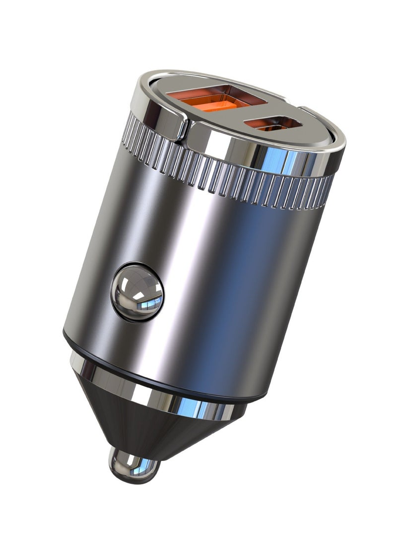 100W Metal Invisible Mini Car Charging - QC3.0 + PD30W Double Pull Ring Super Fast Charger - Image 1