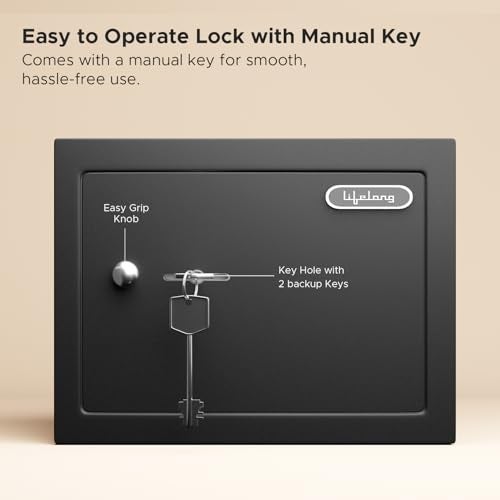 Lifelong 8.6L Small Digital Safe Locker Box For Home & Office | Inbuilt LED Light | Essential Smart Home Locker for Gold, Jewellery, Cash | Tijori Box | Wardrobe Compatible, 1 Yr Warranty, Black - Image 3