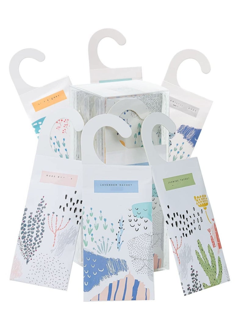 Captaintech 12 Packs Sachets for Drawers and Closets Large Hanging Sachet Bags Closet Air Fresheners Potpourri Bags Long Lasting 6 Scents Option Lavender Rose Jasmine Ocean Vanilla Lily - Image 1