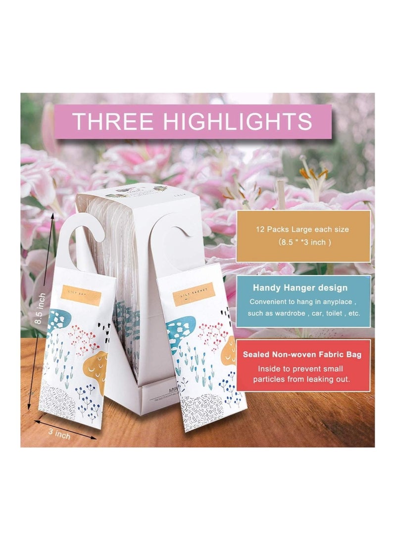 Captaintech 12 Packs Sachets for Drawers and Closets Large Hanging Sachet Bags Closet Air Fresheners Potpourri Bags Long Lasting 6 Scents Option Lavender Rose Jasmine Ocean Vanilla Lily - Image 3