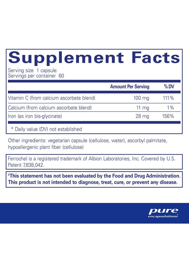 Pure Encapsulations OptiFerin-C - for Red Blood Cells & Energy - Iron Absorption Support - Energy Supplement* - Vitamin C Enriched - Gluten Free & Non-GMO - 60 Capsules - Image 2