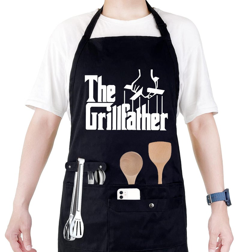 Binggle Funny Cooking Chef Apron for Men with Pockets BBQ Kitchen Work Aprons Birthday Father 's day Creative Gifts - Image 1