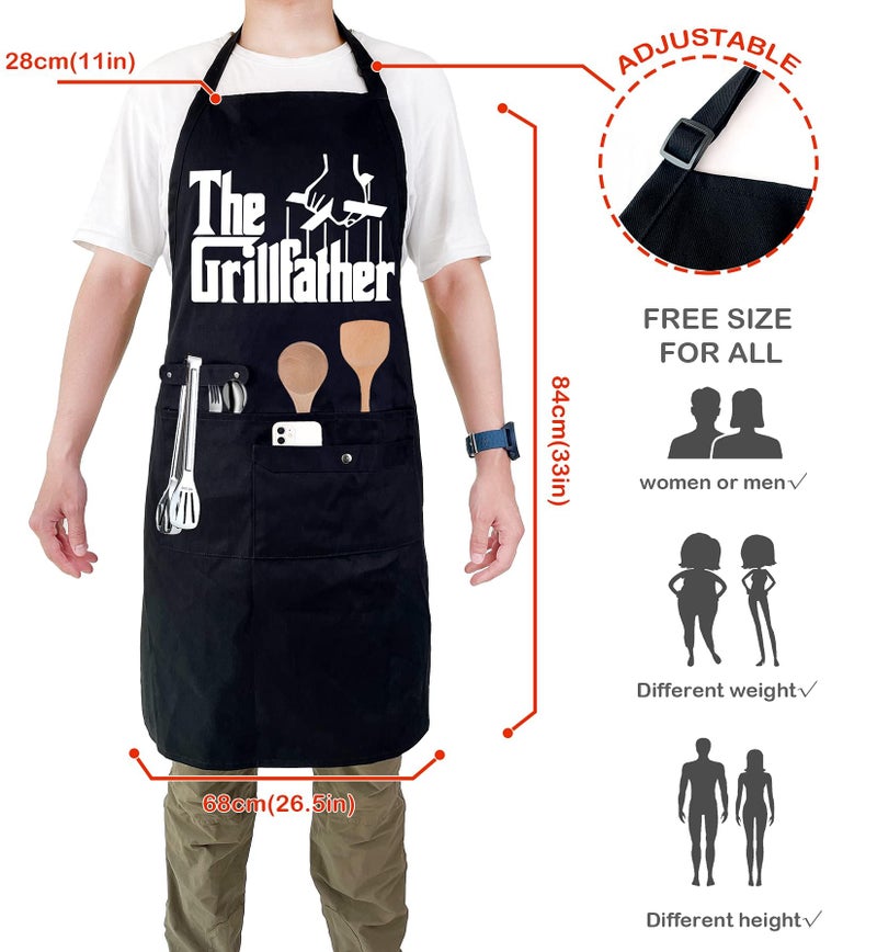 Binggle Funny Cooking Chef Apron for Men with Pockets BBQ Kitchen Work Aprons Birthday Father 's day Creative Gifts - Image 4