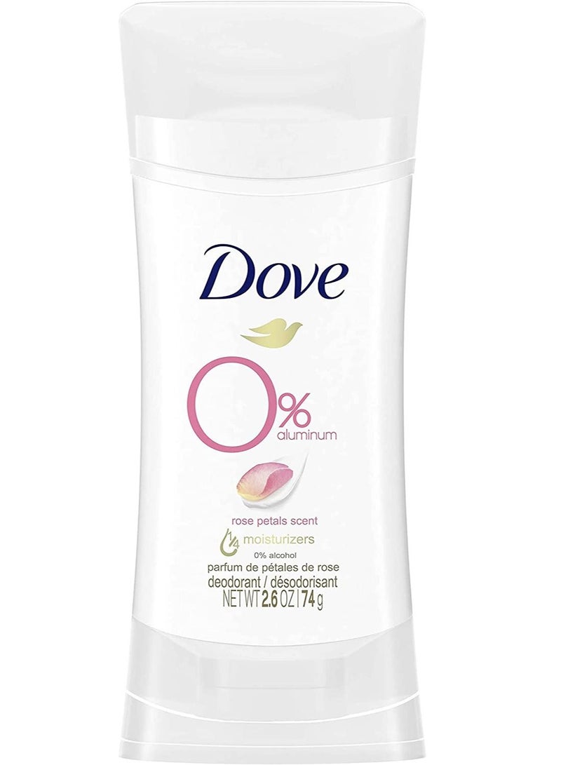 Dove 0% Aluminum Deodorant Stick Non irritating Deodorant for Underarm Care Rose Petals Kindest Aluminum Free Deodorant 2.6 oz - Image 1