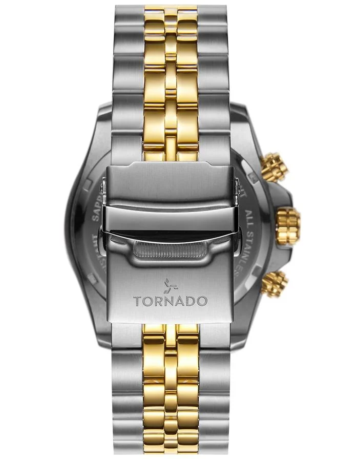 TORNADO Tornado CELESTIA CHRONO T3149B-TBTW Men's Chronograph Display Watch & Solid Stainless Steel Strap Ss/Gold