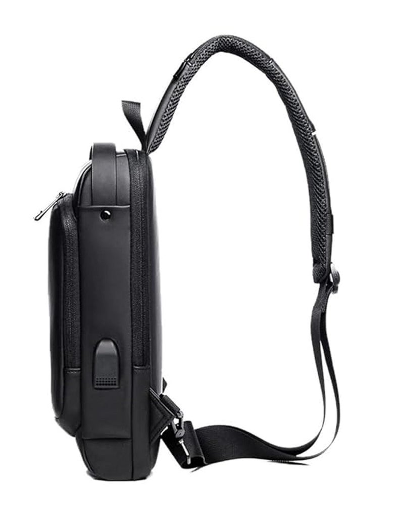 TrueArch Crossbody Sling Bag for Men Crossbody Adjustable Shoulder Strap With Safety Zipper Slot Anti-Theft Sling Bag with Lock, USB Charging (Black) - Image 3