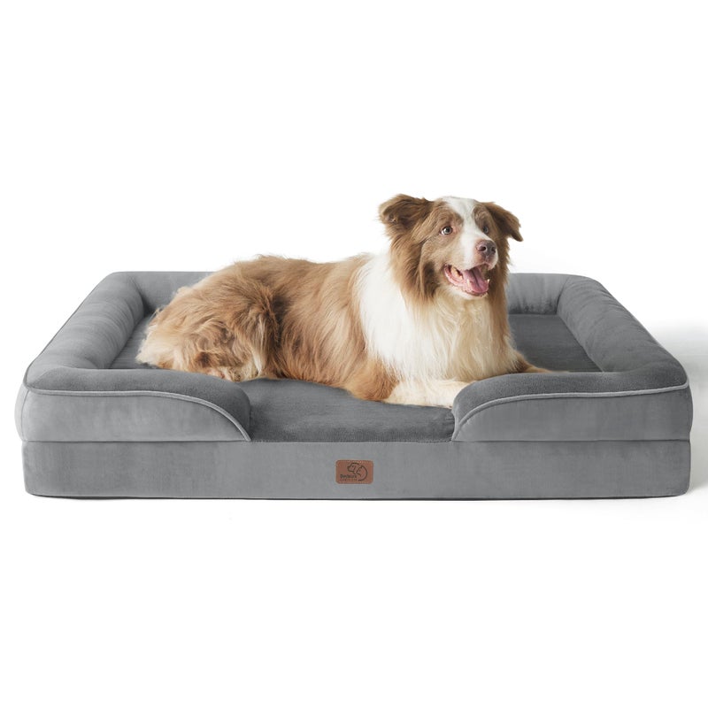 Bedsure L Plus Orthopedic Dog Bed for Large Dogs - Washable Dog Cat Bed Waterproof, L Plus Big Comfort Dogs Couch Sofa with Washable Removable Cover, Pet Bed with Nonskid Bottom, Grey, 38" - Image 1