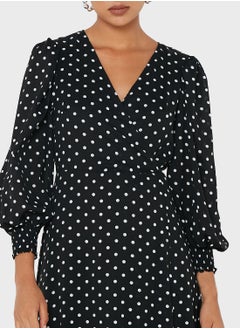 GHOSPELL Balloon Sleeve Printed Side Slit Dress  - Image 3
