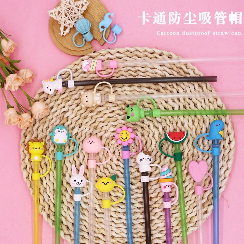 New 7 8 10Mm Large Diameter Dust-Proof Straw Cap Cute Cartoon Recyclable Straw Sleeve Direct Supply - Image 3
