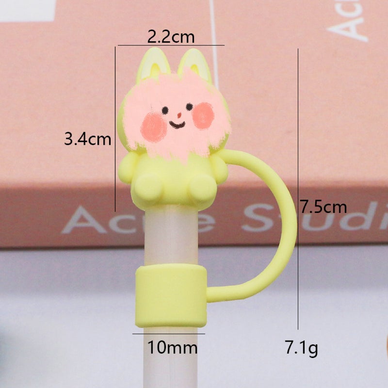 New 7 8 10Mm Large Diameter Dust-Proof Straw Cap Cute Cartoon Recyclable Straw Sleeve Direct Supply - Image 1