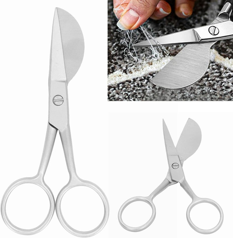 Tufting Carpet Shears Mini Portable Stainless Steel Duckbill Hairball Trimming Shears Fabric Cutting Scissors for Crafting Fabric Thread (Silver) - Image 2