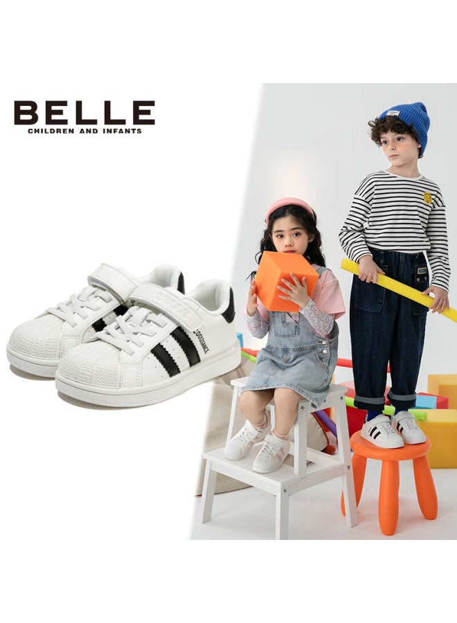 Belle Kids Sneakers Children's Casual Shoes Autumn Sports White Shoes Boys Girls Black Size 34 - Image 5