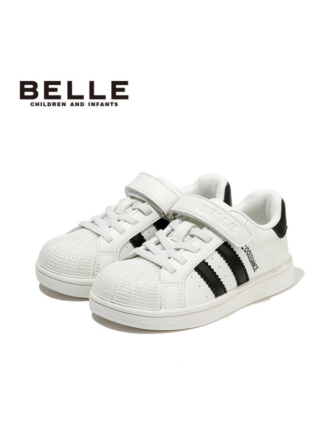 Belle Kids Sneakers Children's Casual Shoes Autumn Sports White Shoes Boys Girls Black Size 34 - Image 1