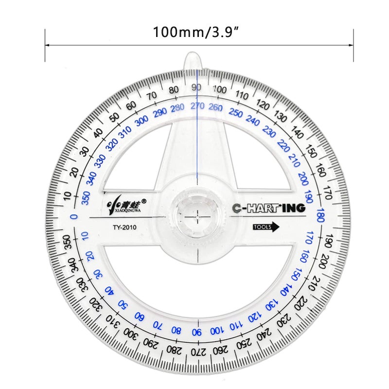 LYHLYA 360Â° Protractor Pack of 2 Protactors Plastic Protractor Math Protractors Clear Protractor Ruler Drafting Tools Circle Protractor for Geometry - Image 5