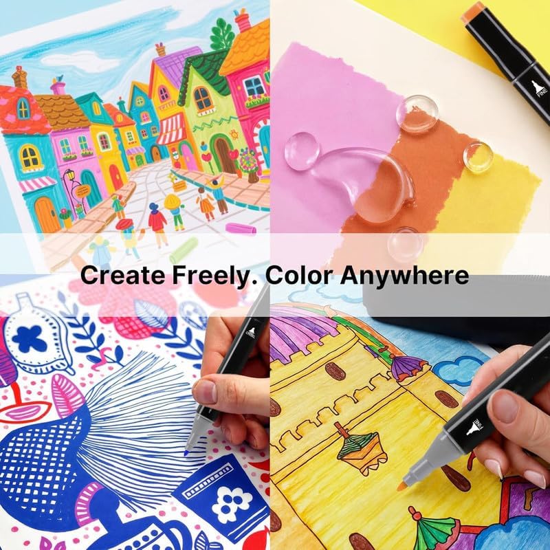 Finaxo Colors Art Markers Sketch Pen Dual Tip Artist Art Marker Vibrant Colors Set For Coloring Sketching Drawing Painting, Twin Head Permanent Sketch Markers Pen With Carry Case, Multicolor (30) - Image 5