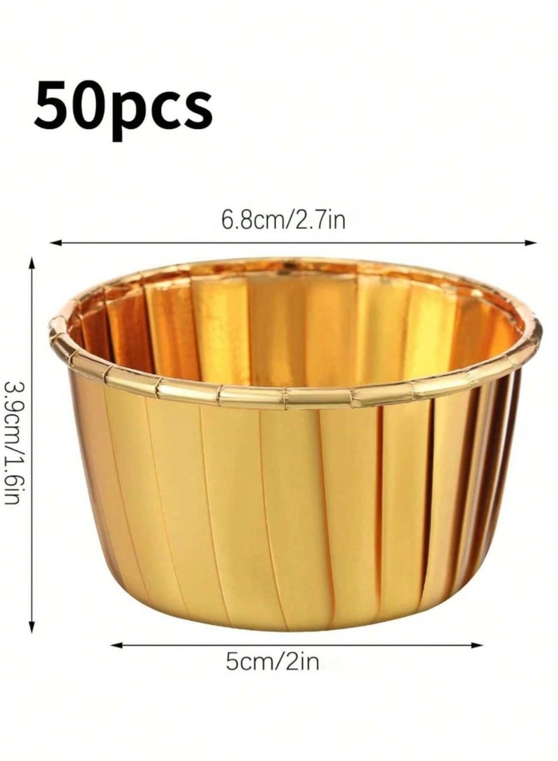 50pcs Cupcake Cups with Oilproof Baking Liners with Aluminum Foil Rims  - Image 2
