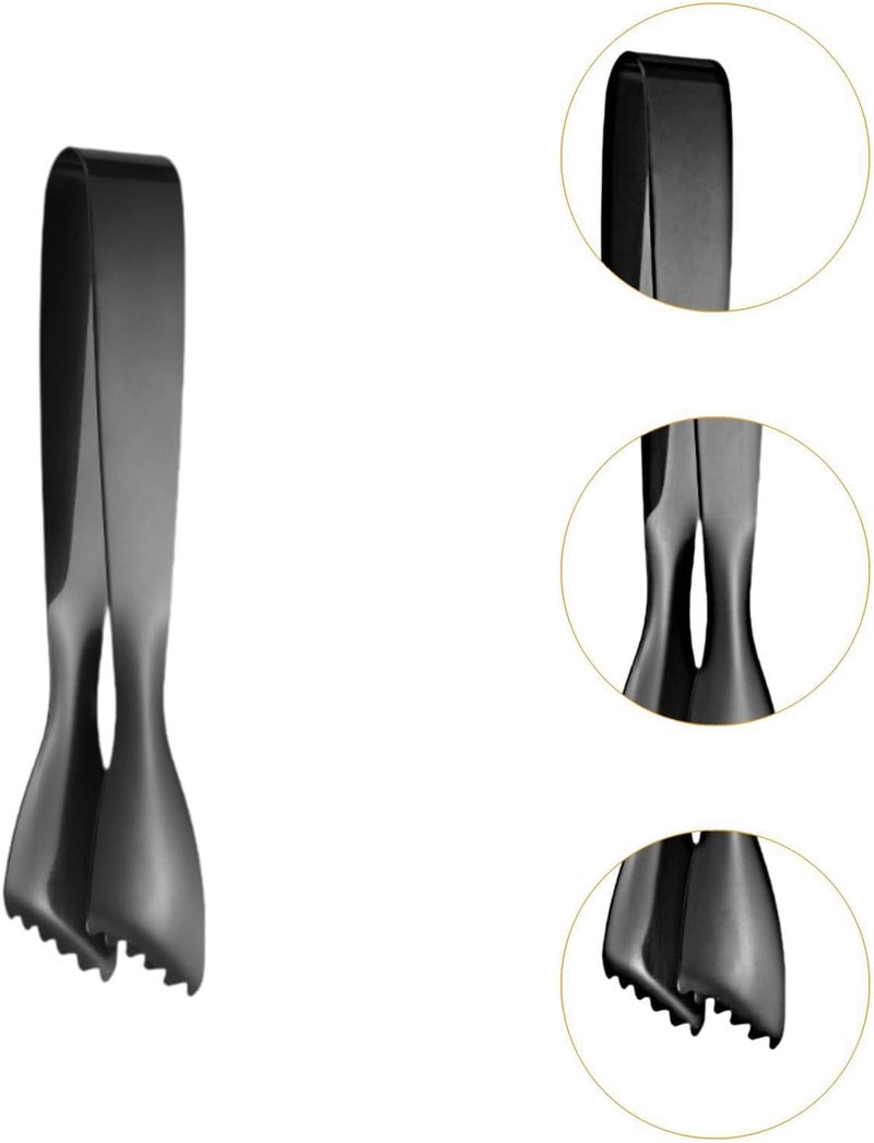 Premium Stainless Steel Ice Tongs for Serving and Entertaining, Black - Image 1