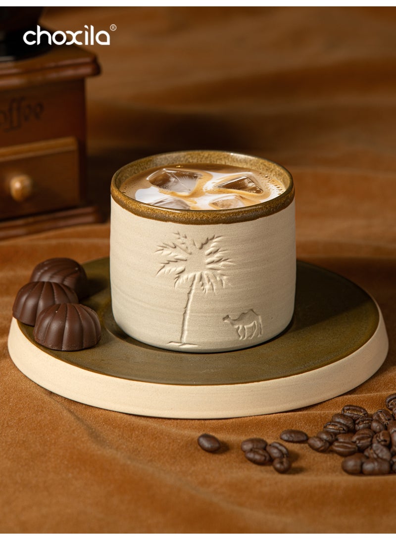 choxila 1pc Desert Camel & Palm Tree Ceramic Coffee Mug - Reusable,Hand-Wash Only, Ideal for Family Gatherings & Special Occasions, Desert-Themed Gift, Desert Coffee Mug | Desert Theme Decor | Durable Ceramic Mug, Coffee Mug，310ml - Image 3