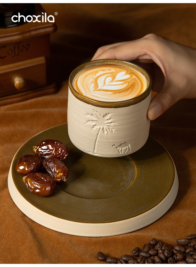choxila 1pc Desert Camel & Palm Tree Ceramic Coffee Mug - Reusable,Hand-Wash Only, Ideal for Family Gatherings & Special Occasions, Desert-Themed Gift, Desert Coffee Mug | Desert Theme Decor | Durable Ceramic Mug, Coffee Mug，310ml - Image 2