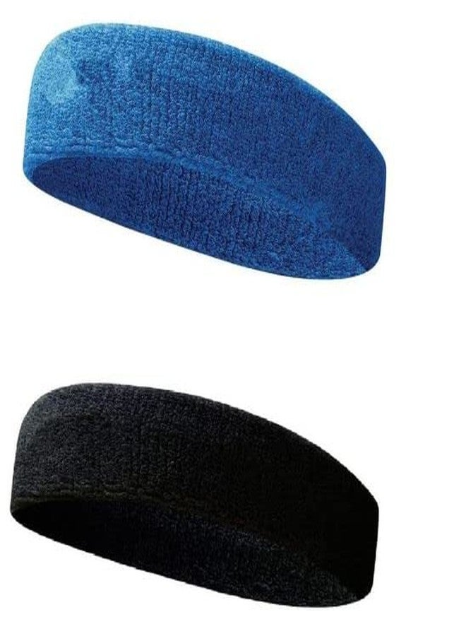 STEFFER Headband Sports, Gym Workout,Yoga Sweatband-All Sports Wear Headband Fitness Band Unisex (Pack of 2 Black Blue) - Image 3