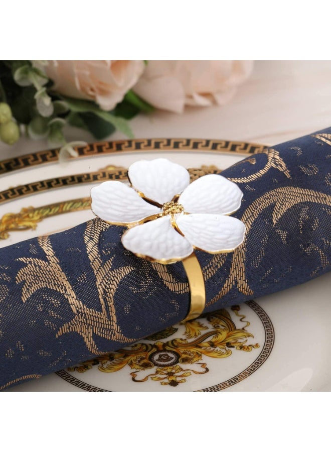 Oasisgalore White Flower Napkin Rings Set of 6,for Wedding Party Banquet Family Dinner Decoration - Image 3