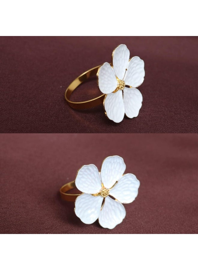 Oasisgalore White Flower Napkin Rings Set of 6,for Wedding Party Banquet Family Dinner Decoration - Image 4