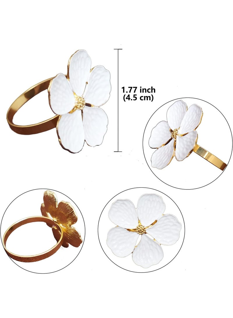 Oasisgalore White Flower Napkin Rings Set of 6,for Wedding Party Banquet Family Dinner Decoration - Image 5