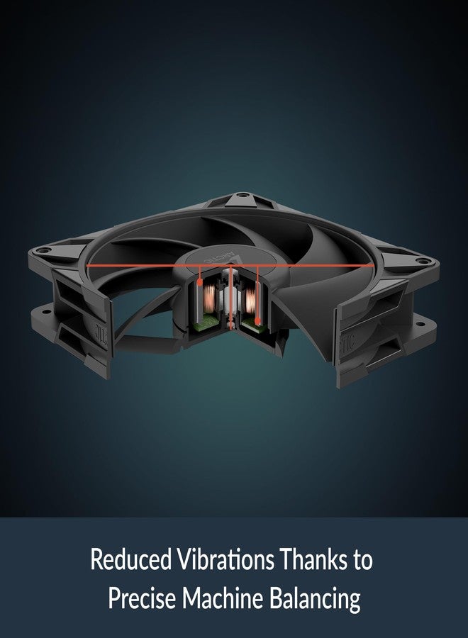 أركتيك مروحة ARCTIC P14 Pro PST - مروحة قوية وعالية الجودة، مروحة PWM مقاس 140 مم مع موزع كابل Y، سرعة دوران من 400 إلى 2500 دورة في الدقيقة، انحراف PWM أقل من 5% عند 0 دورة في الدقيقة، محمل ديناميكي سائل، 4 دبابيس - أسود - Image 4