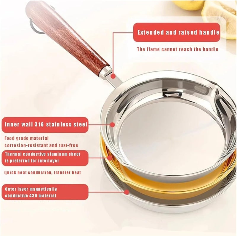 316 Stainless Steel Oil Pan - Durable Household Kitchen Frying Pan For Cooking And Frying(Large) - Image 5