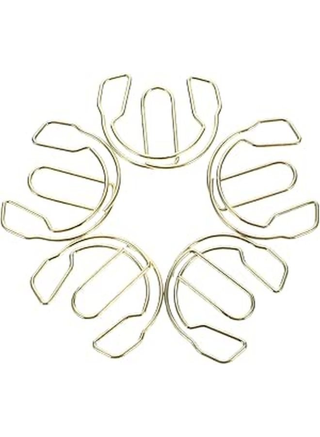 Gold Metal Headphone Shaped Paper Clips 50pcs for Office Craft Wedding Document Organization - Image 1