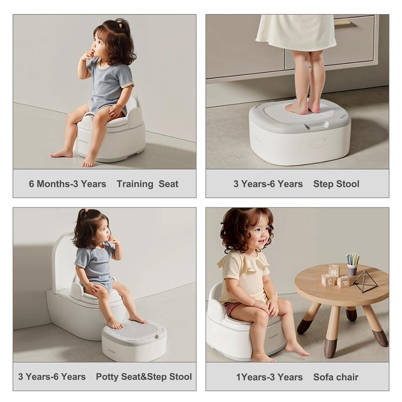 Bebamour Potty Training Toilet 3 in 1 MultiFunctional Potty Seat Detachable Baby Potty Step Stool AntiSlip Stable Potty Training Toilet with 100 Pack Trash Bags for Baby Toddler KidsGrey - Image 5