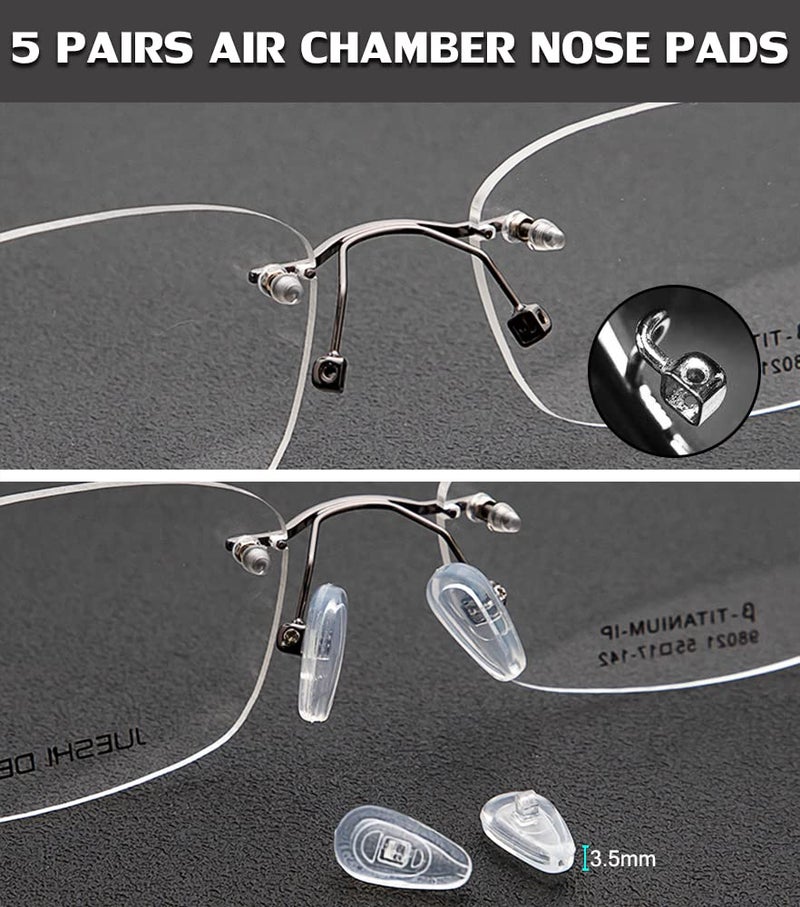 PTSLKHN 5 Pairs of Eyeglass Nose Pads, Upgraded 15x8mm Soft Silicone Air Chamber Eyeglasses Nose Pads, Screw-in Glasses Nose Pad Replacement Kit. - Image 2