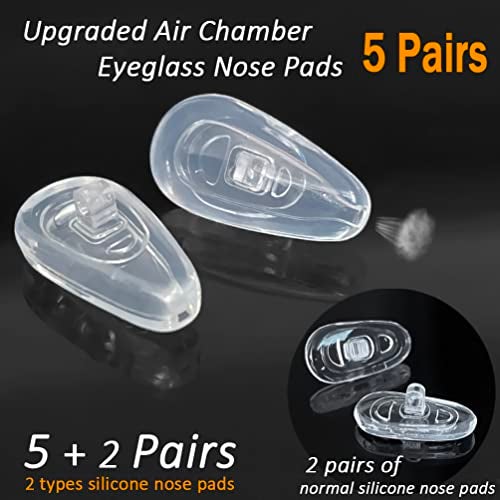 PTSLKHN 5 Pairs of Eyeglass Nose Pads, Upgraded 15x8mm Soft Silicone Air Chamber Eyeglasses Nose Pads, Screw-in Glasses Nose Pad Replacement Kit. - Image 4