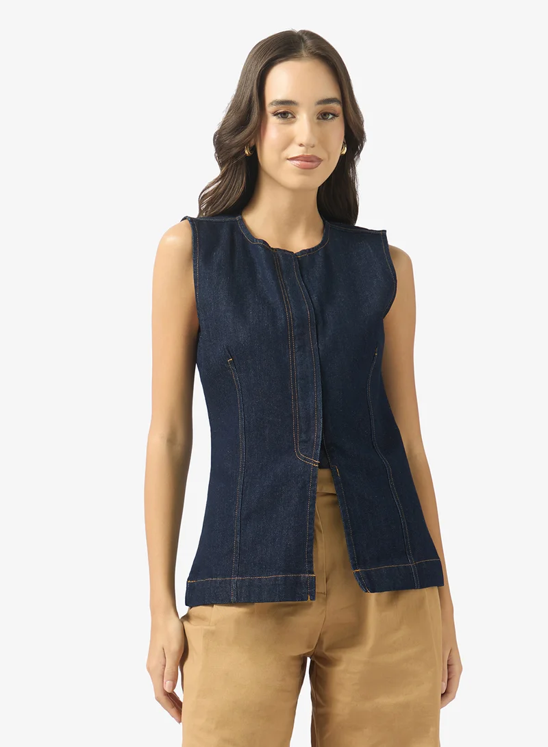 Ginger Denim Button Down Structured Vest