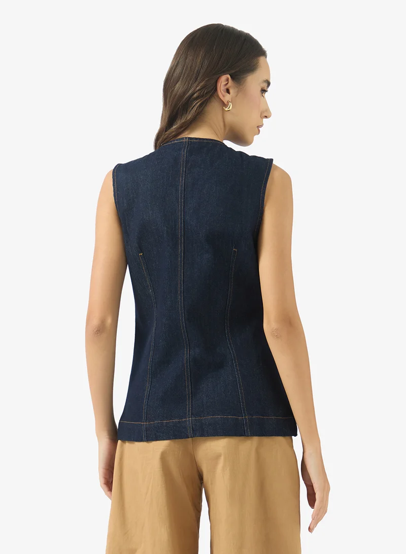 Ginger Denim Button Down Structured Vest