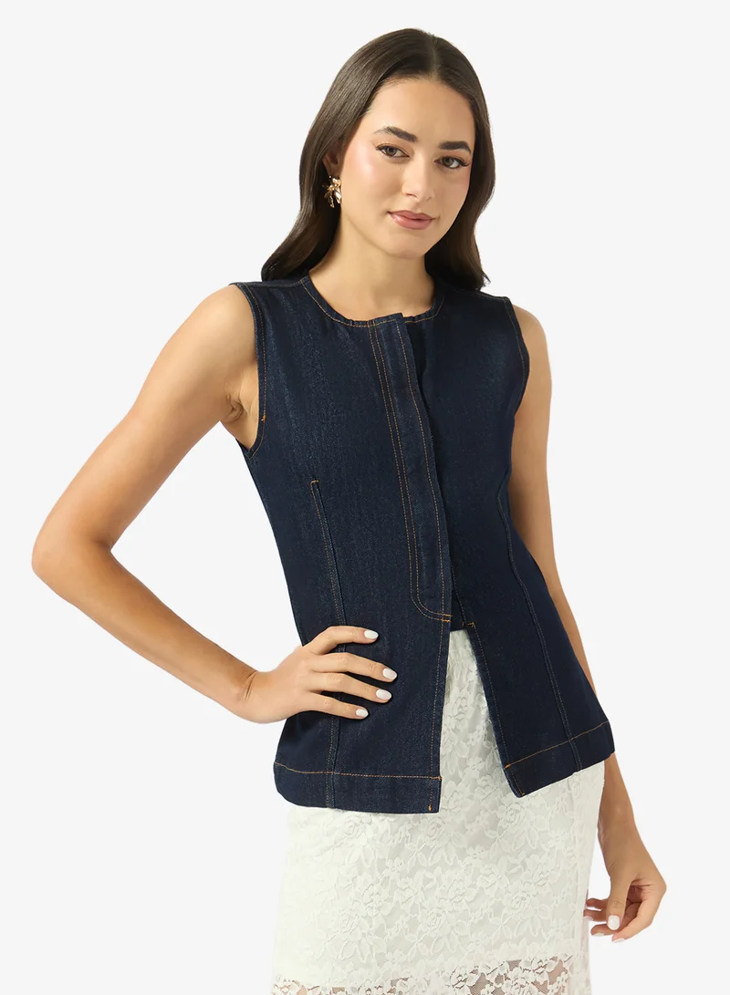 جينجر سترة جينز بأزرار وهيكل منظم